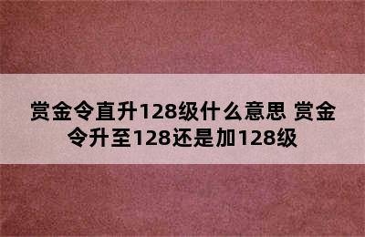 赏金令直升128级什么意思 赏金令升至128还是加128级